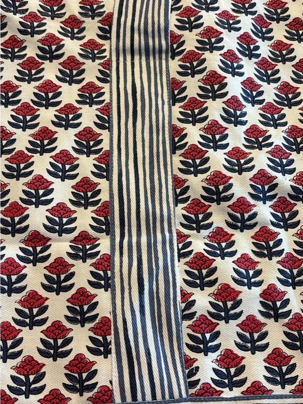 Tote Bag, Floral and Stripes